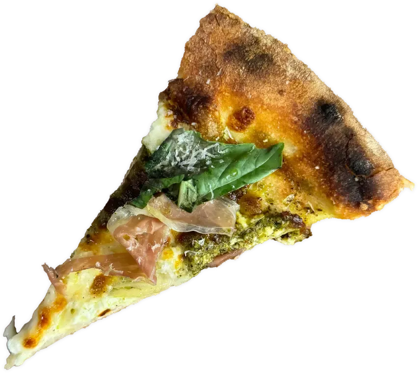 Photograph of a delicious pizza slice